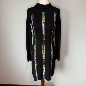 YUKA Black Knit Turtleneck Sweater Dress | M